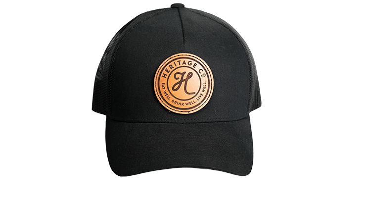 HERITAGE Circle Logo on Black Retro Trucker Hat