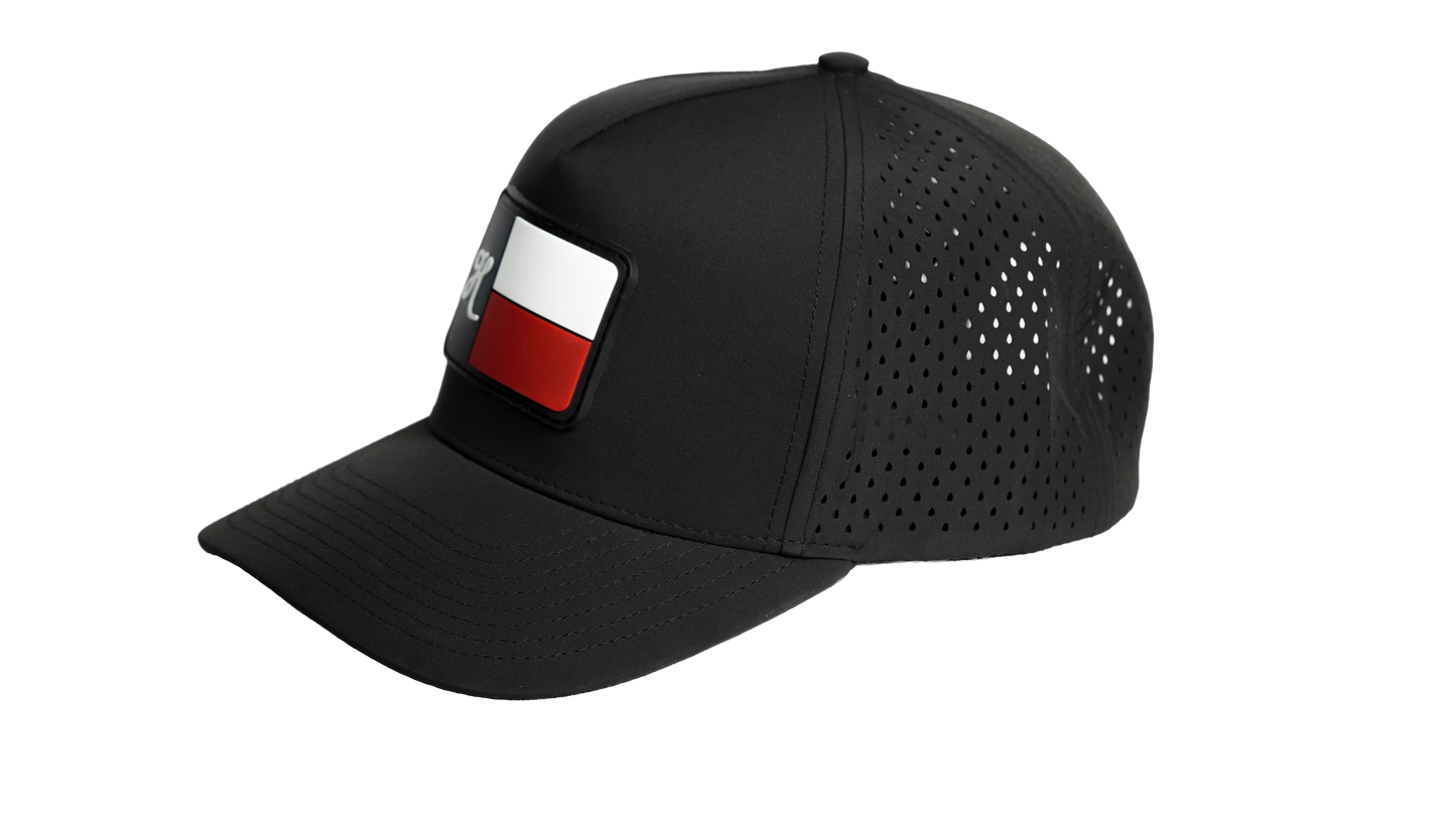 "H" Large Flag on Black Perforated Hat