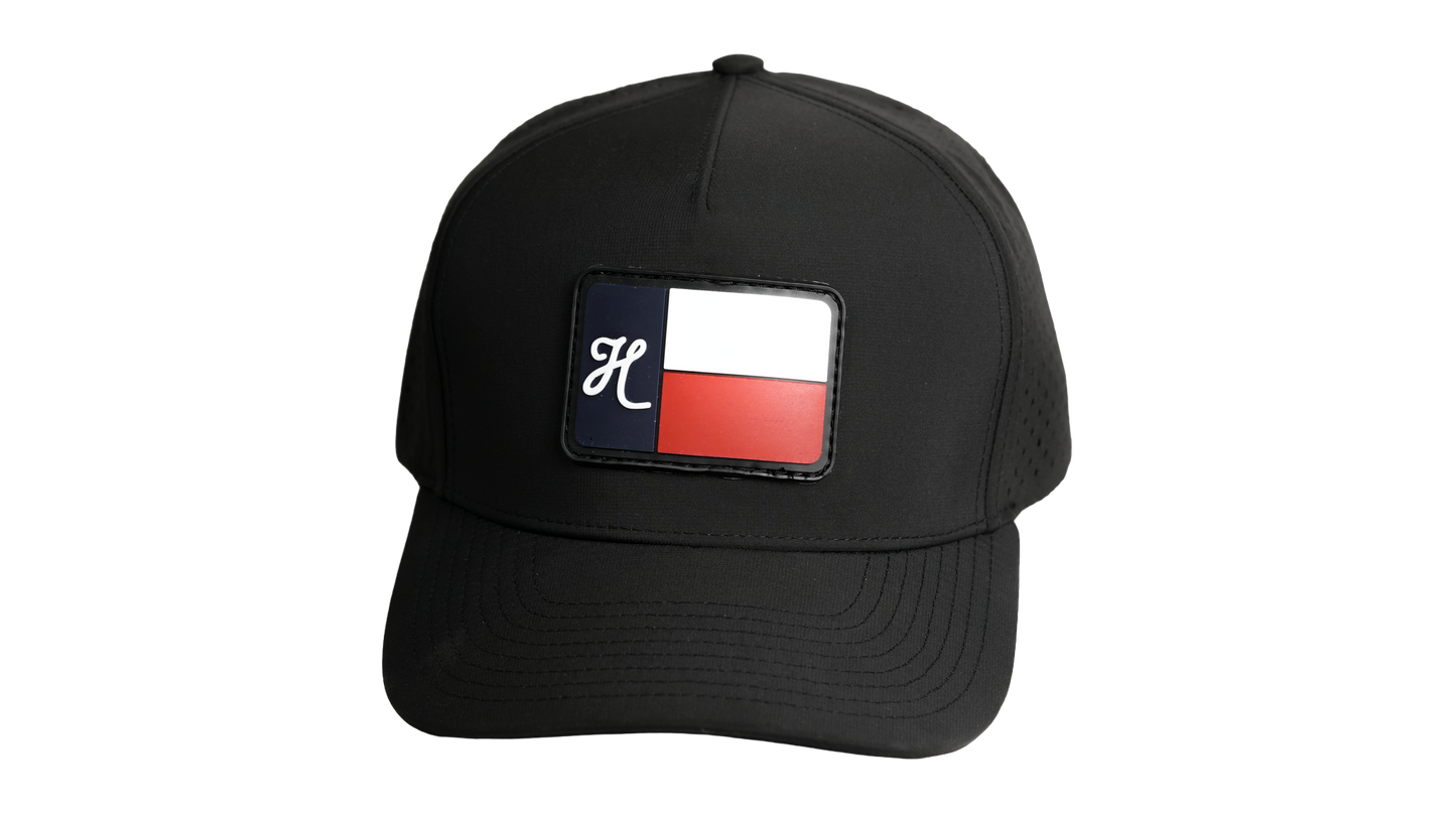 "H" Large Flag on Black Perforated Hat