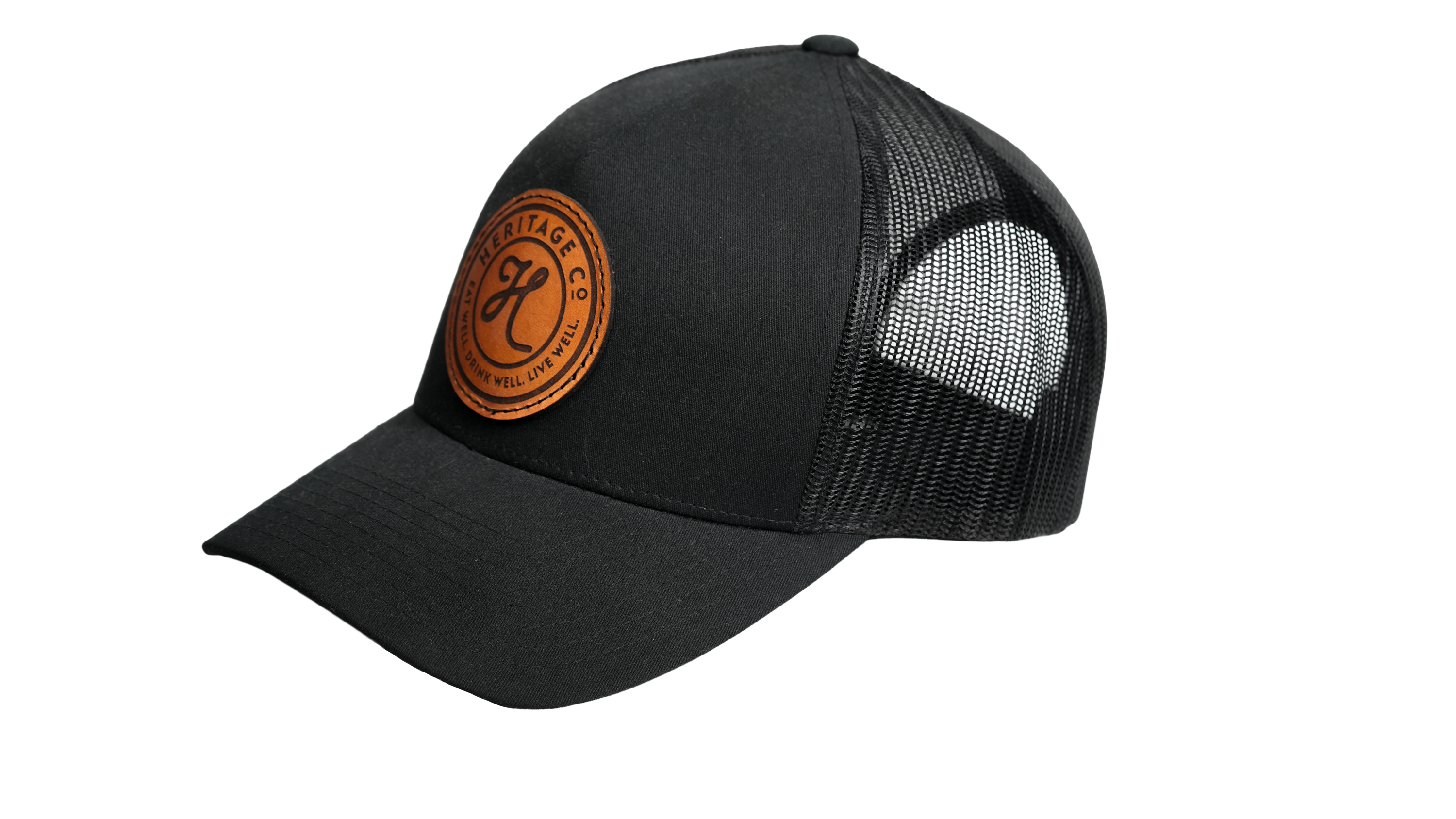 HERITAGE Circle Logo on Black Retro Trucker Hat
