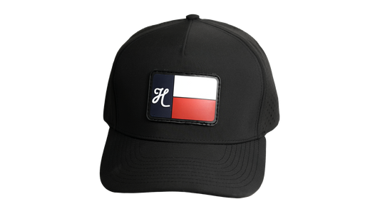 "H" Large Flag on Black Perforated Hat